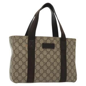 GUCCI GG Supreme Tote Bag Pvc Beige Silver